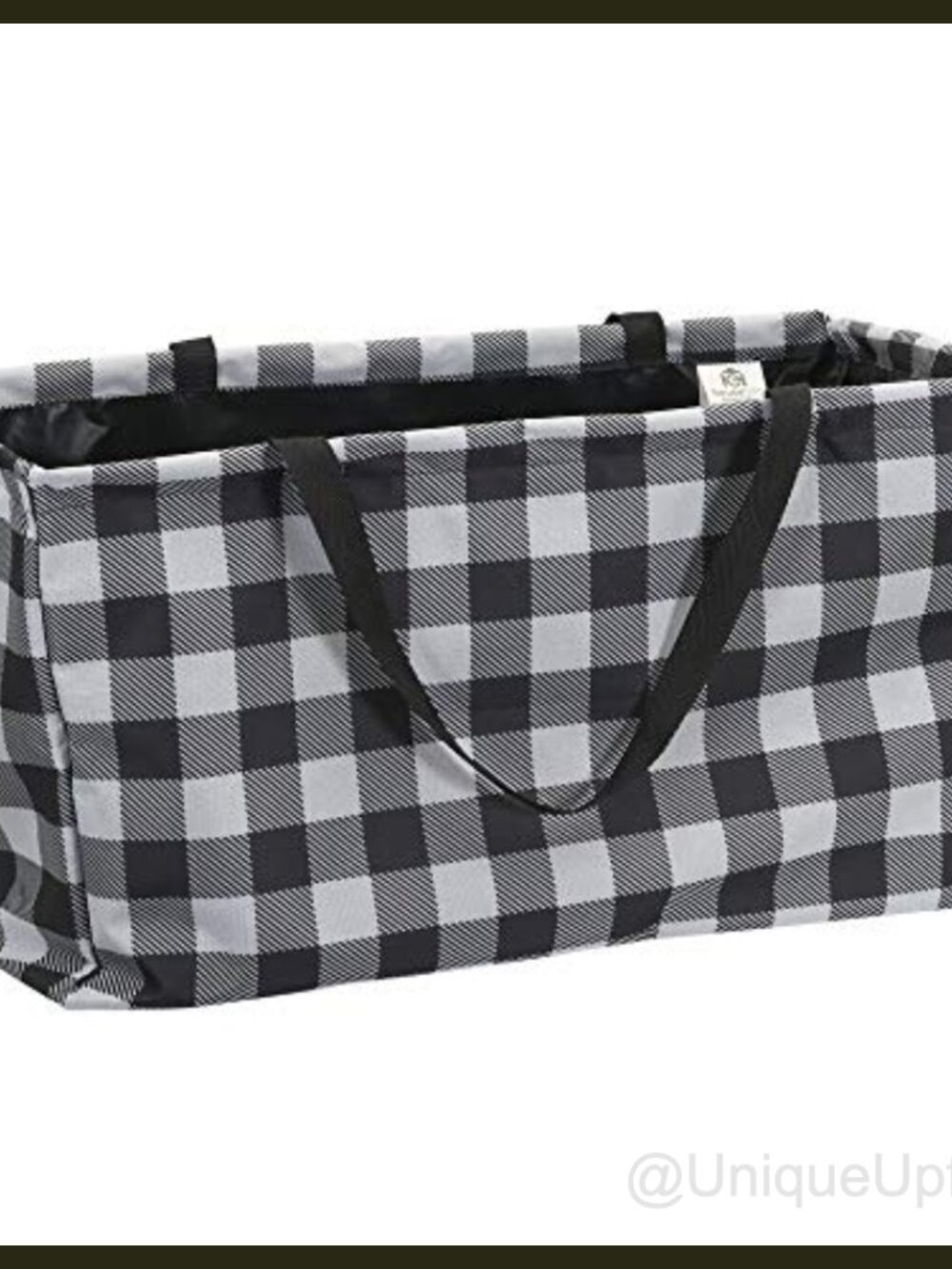 Canvas Utility Tote Plaid Reusable Grocery Bag Water Resistant